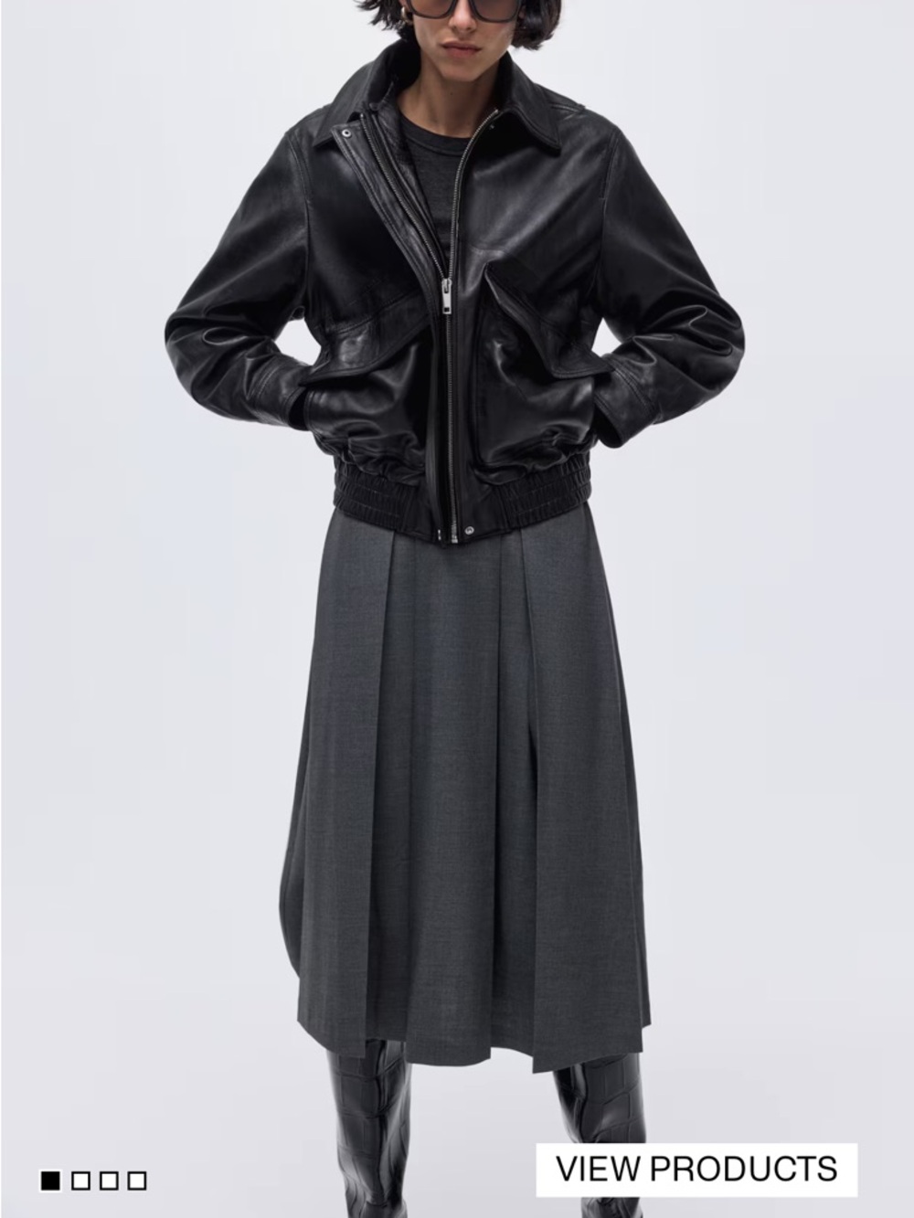 H&M Charcoal Gray Pleated Midi Skirt
